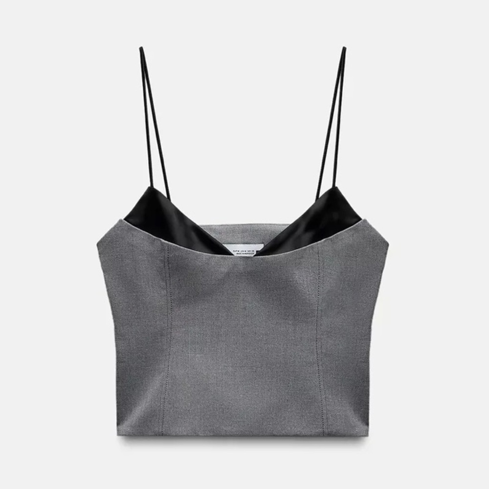 Zara Corset Satin Combination Top, Size Medium